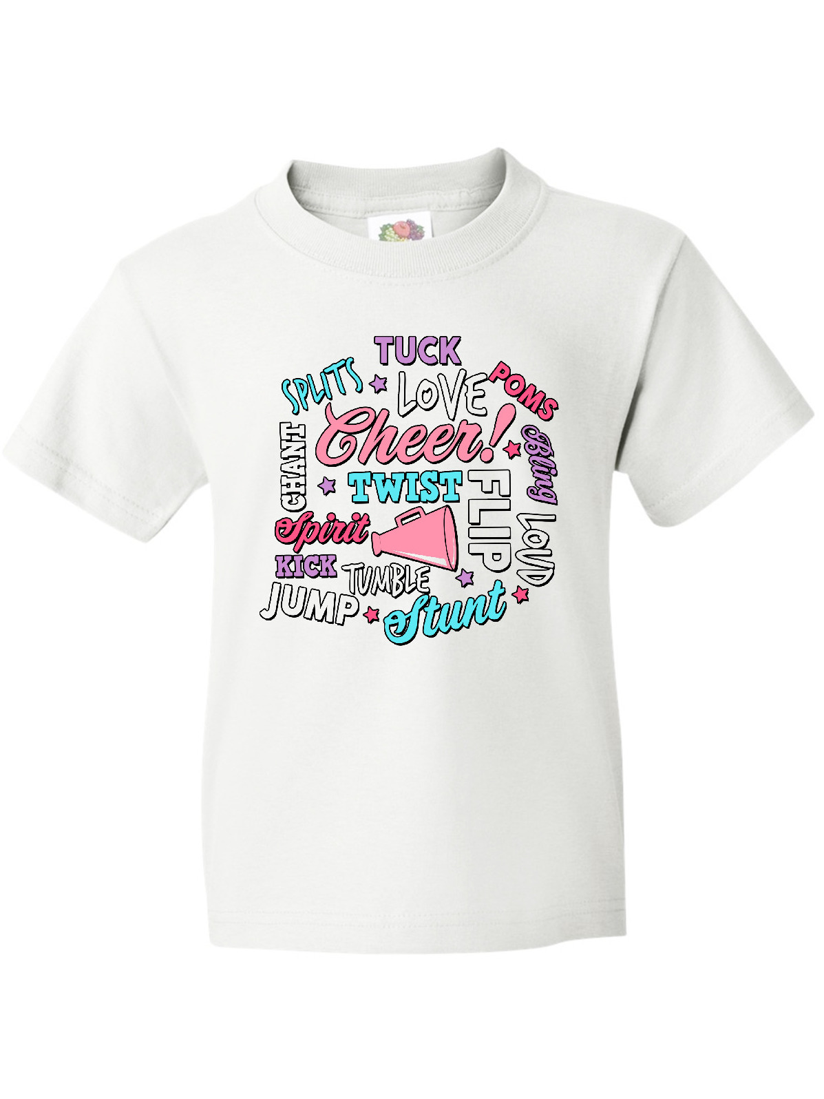 Inktastic Cheer Word Salad with Megaphone and Stars Youth T-Shirt